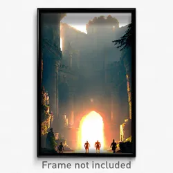 Pixel Art Poster - Shady Stronghold (8 Bit Psychedelic Trippy Video Game Print)