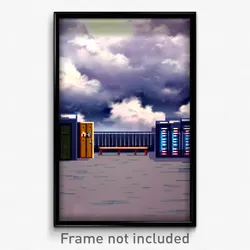 Pixel Art Poster - Cloudy Locker Room (8 Bit Psychedelic Video Game Print)
