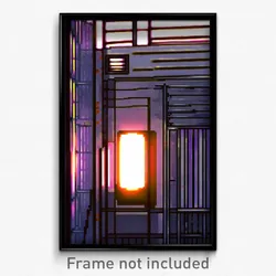 Pixel Art Poster - Wire Frame Boiler Room (8 Bit Psychedelic Video Game Print)