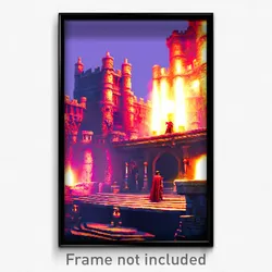 Pixel Art Poster - Velvety Stronghold (8 Bit Psychedelic Video Game Print)