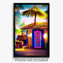 Pixel Art Poster - Adorable Hut (8 Bit Psychedelic Trippy Video Game Print)