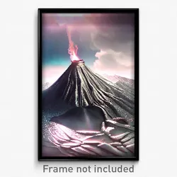 Pixel Art Poster - Silver Volcano (8 Bit Psychedelic Trippy Video Game Print)