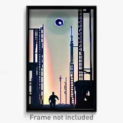 Pixel Art Poster - Steel Moon (8 Bit Psychedelic Trippy Weird Video Game Print)