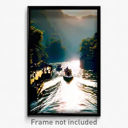 Pixel Art Poster - Adventurous Waterway (8 Bit Psychedelic Video Game Print)