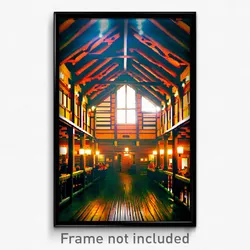 Pixel Art Poster - Homely Longhouse (8 Bit Psychedelic Trippy Video Game Print)