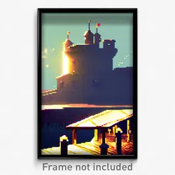 Pixel Art Poster - Shifty Fort (8 Bit Psychedelic Trippy Weird Video Game Print)