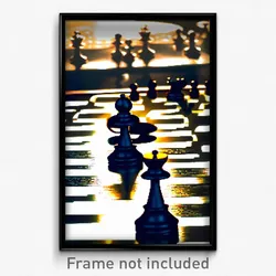Pixel Art Poster - Reflecting Chess Board (8 Bit Psychedelic Video Game Print)