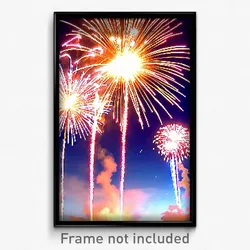 Pixel Art Poster - Heavenly Fireworks (8 Bit Psychedelic Video Game Print)