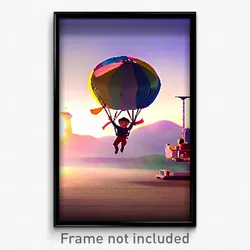 Pixel Art Poster - Silly Landing (8 Bit Psychedelic Trippy Video Game Print)