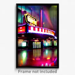 Pixel Art Poster - Remarkable Movie Theatre (8 Bit Psychedelic Video Game Print)