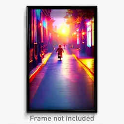 Pixel Art Poster - Warm Lane (8 Bit Psychedelic Trippy Weird Video Game Print)