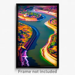 Pixel Art Poster - Complex Waterway (8 Bit Psychedelic Trippy Video Game Print)