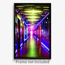 Pixel Art Poster - Starry Hallway (8 Bit Psychedelic Trippy Video Game Print)