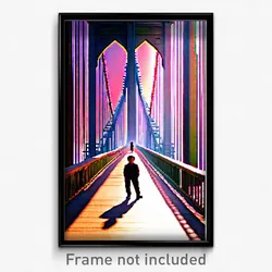 Pixel Art Poster - Great Bridge (8 Bit Psychedelic Trippy Video Game Print)