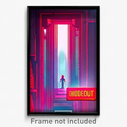Pixel Art Poster - Red Hideout (8 Bit Psychedelic Trippy Weird Video Game Print)