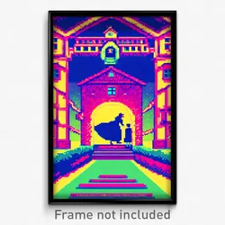 Pixel Art Poster - Dizzying Manor (8 Bit Psychedelic Trippy Video Game Print)