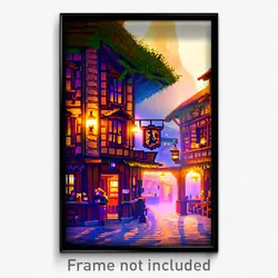 Pixel Art Poster - Frightening Tavern (8 Bit Psychedelic Video Game Print)