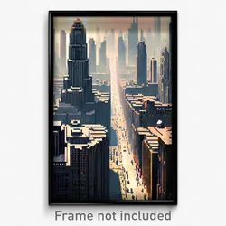 Pixel Art Poster - Stupendous Metropolis (8 Bit Psychedelic Video Game Print)