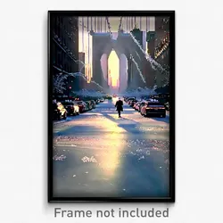 Pixel Art Poster - Frosty New York (8 Bit Psychedelic Trippy Video Game Print)