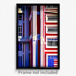 Pixel Art Poster - Neat American Architecture (8 Bit Video Game Print)