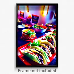 Pixel Art Poster - Enchanting Tacos (8 Bit Psychedelic Trippy Video Game Print)