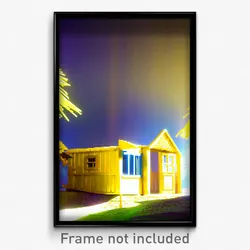 Pixel Art Poster - Yellow Hut (8 Bit Psychedelic Trippy Weird Video Game Print)