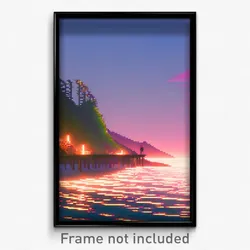 Pixel Art Poster - Meager Shore (8 Bit Psychedelic Trippy Video Game Print)