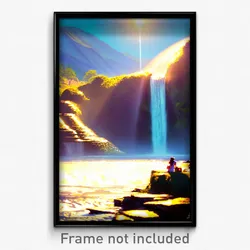 Pixel Art Poster - Brisk Waterfall (8 Bit Psychedelic Trippy Video Game Print)