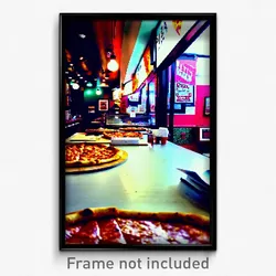 Pixel Art Poster - Stimulating Pizza Shop (8 Bit Psychedelic Video Game Print)