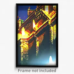 Pixel Art Poster - Ample Battlements (8 Bit Psychedelic Trippy Video Game Print)