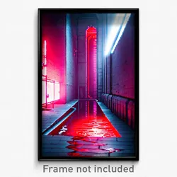 Pixel Art Poster - Red Sewer (8 Bit Psychedelic Trippy Weird Video Game Print)