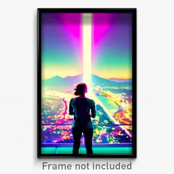 Pixel Art Poster - Vivid View (8 Bit Psychedelic Trippy Weird Video Game Print)