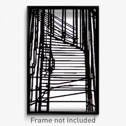 Pixel Art Poster - Complex Wire Frame Steps (8 Bit Psychedelic Video Game Print)
