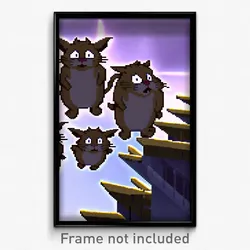 Pixel Art Poster - Animated Mews (8 Bit Psychedelic Trippy Video Game Print)