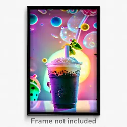 Pixel Art Poster - Imaginative Bubble Tea (8 Bit Psychedelic Video Game Print)