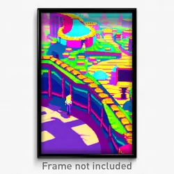 Pixel Art Poster - Silly Land (8 Bit Psychedelic Trippy Weird Video Game Print)