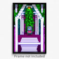 Pixel Art Poster - Evergreen Throne Room (8 Bit Psychedelic Video Game Print)