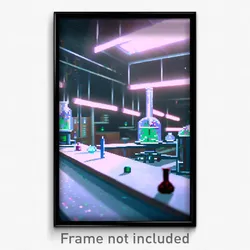 Pixel Art Poster - Familiar Laboratory (8 Bit Psychedelic Video Game Print)