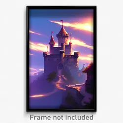 Pixel Art Poster - Noteworthy Fortress (8 Bit Psychedelic Video Game Print)