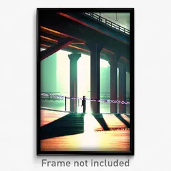 Pixel Art Poster - Thin Bridge (8 Bit Psychedelic Trippy Weird Video Game Print)