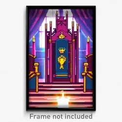 Pixel Art Poster - Little Throne Room (8 Bit Psychedelic Video Game Print)