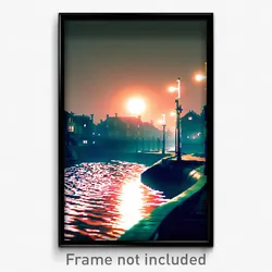 Pixel Art Poster - Swirly Canal (8 Bit Psychedelic Trippy Video Game Print)