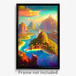 Pixel Art Poster - Colossal Exotic Island (8 Bit Psychedelic Video Game Print)