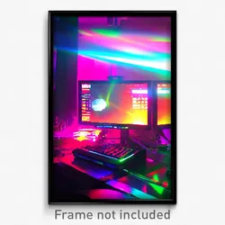Pixel Art Poster - Flamboyant Computer (8 Bit Psychedelic Video Game Print)
