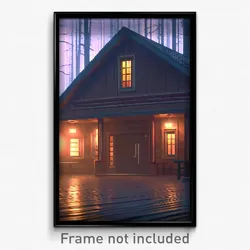 Pixel Art Poster - Dreary Lodge (8 Bit Psychedelic Trippy Video Game Print)