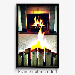 Pixel Art Poster - Buzzing Fireplace (8 Bit Psychedelic Trippy Video Game Print)