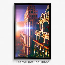 Pixel Art Poster - Gigantic Mexican Architecture (8 Bit Video Game Print)