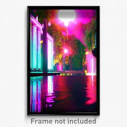 Pixel Art Poster - Nocturnal Kingdom (8 Bit Psychedelic Trippy Video Game Print)