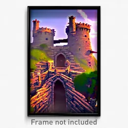 Pixel Art Poster - Thorny Fortifications (8 Bit Psychedelic Video Game Print)