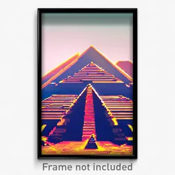 Pixel Art Poster - Fantastic Pyramid (8 Bit Psychedelic Trippy Video Game Print)
